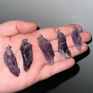 1PC Raw Amethyst Point Gemstone Pendant